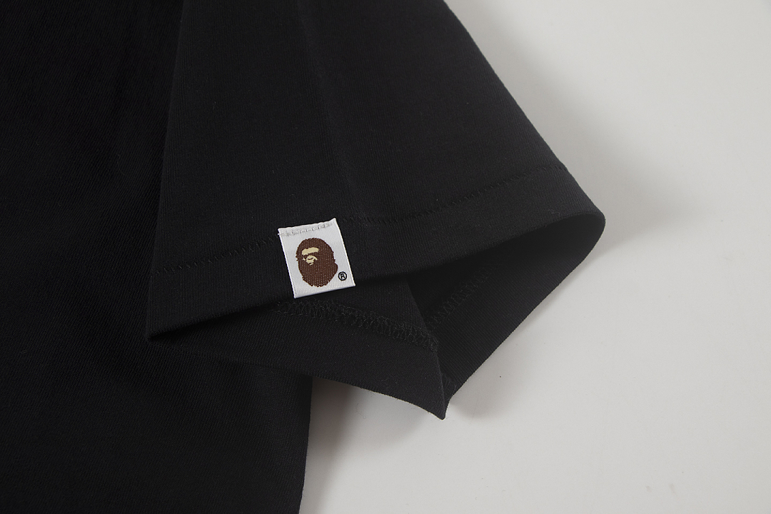 Bape 148 TOP Print Collar Short Sleeve T Black S-XL - Image 9
