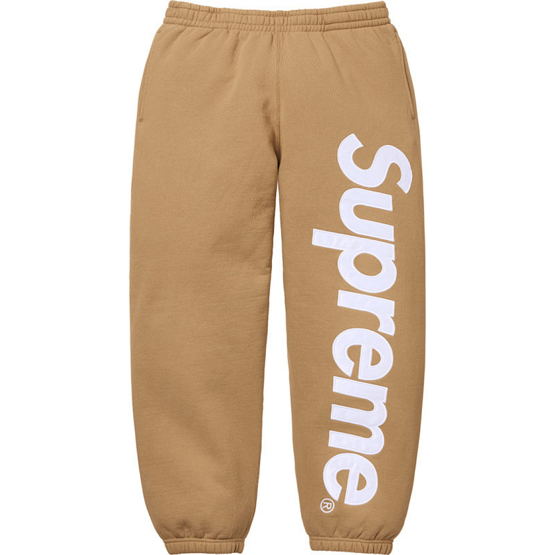 Supreme 238 22FW Satin Applique Sweatpant Big Logo Velvet Cotton Black Floral Grey Blue Red Green Brown Light Orange Purple Khaki S M L XL 1309# - Image 5