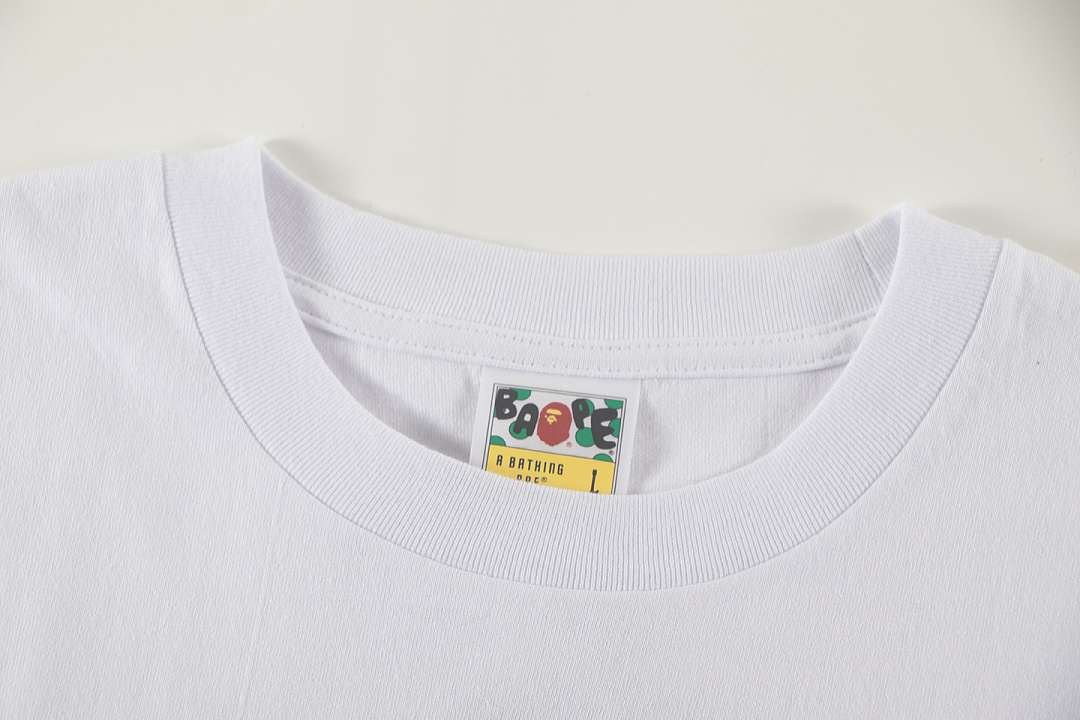 Bape 148 TOP Print Collar Short Sleeve T Black White S-XL - Image 15