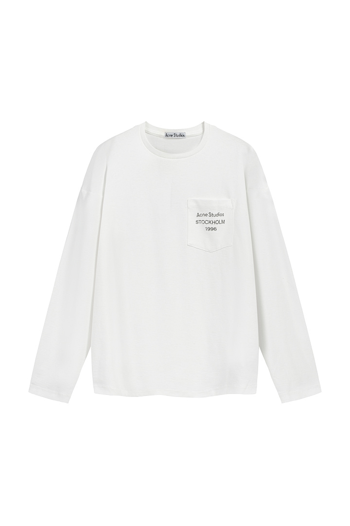 Acne Studios 128 AC LOGO Print Long Sleeve T Black White S-XL 8296# - Image 3
