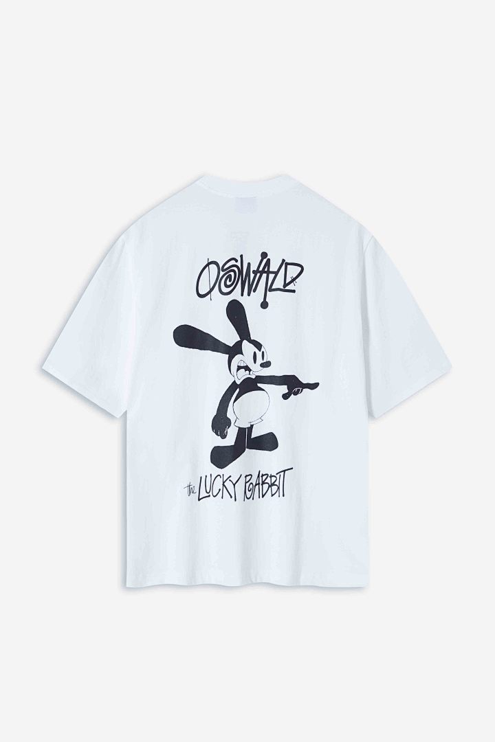 Stussy 118 Stu × DISNEY OSWALD THE LUCKY RABBIT TEE Collab Print Short Sleeve T Black White S M L