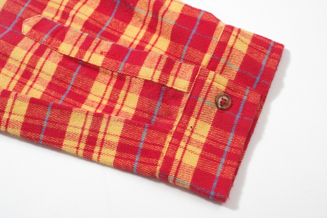 Unbranded 268 FAR FARFROMWHAT WASHED FLANNEL SHIRTS Water Ink Red Yellow S-L 3270# - Image 10