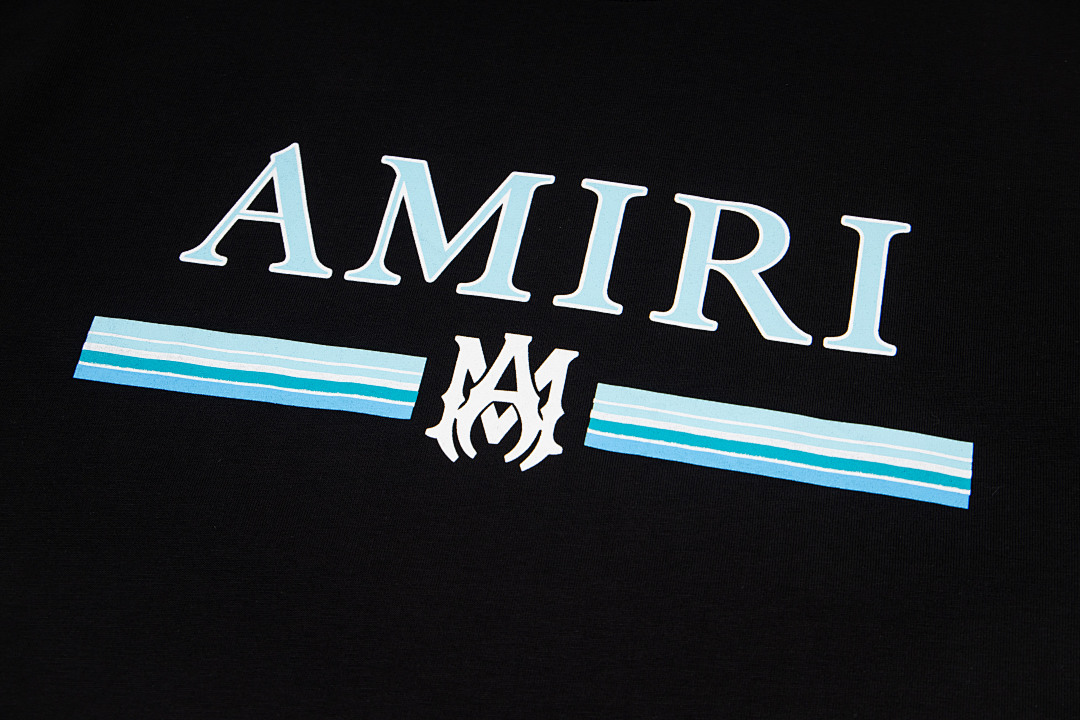 AMIRI 118 Wide Version Model Short Sleeve T Logo Print High Wind Black White S M L XL 9903# - Image 8