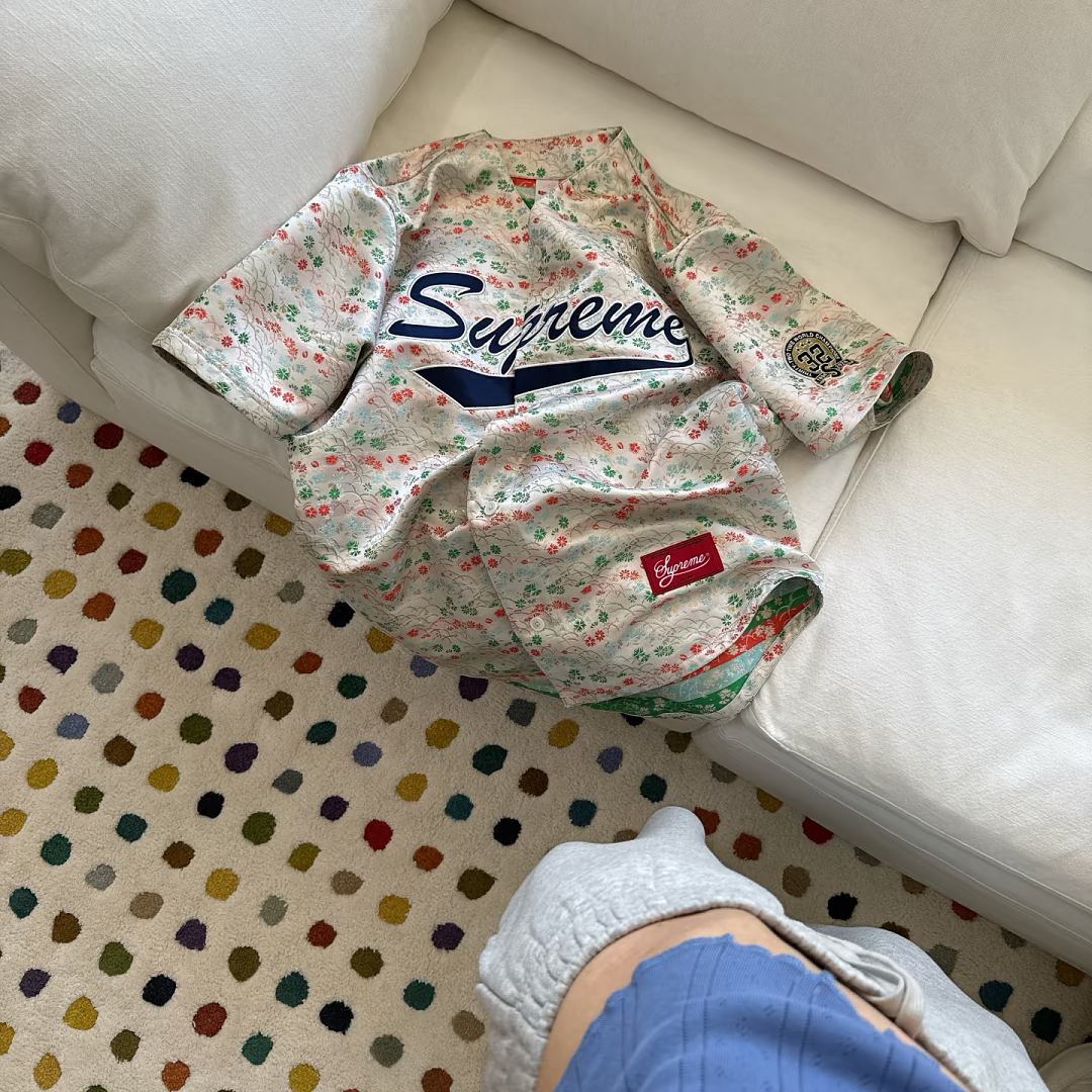 Supreme 298 SS26 KIMONO BASEBALL JERSEY Floral White Black Navy S-XL - Image 22