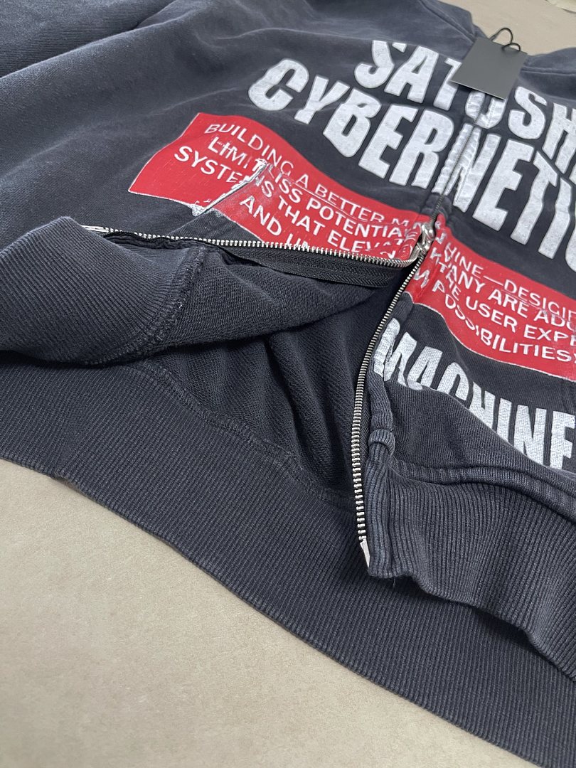 Unbranded 258 Satoshi Nakamoto Cybernetics Zip UpHoodie Washed Black : S M L - Image 12