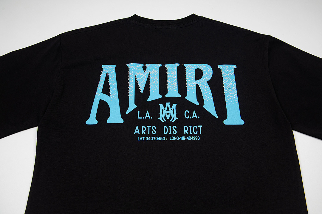 AMIRI 118 Wide Version Model Short Sleeve T Logo Print Diamond High Wind Black White S M L - Image 14
