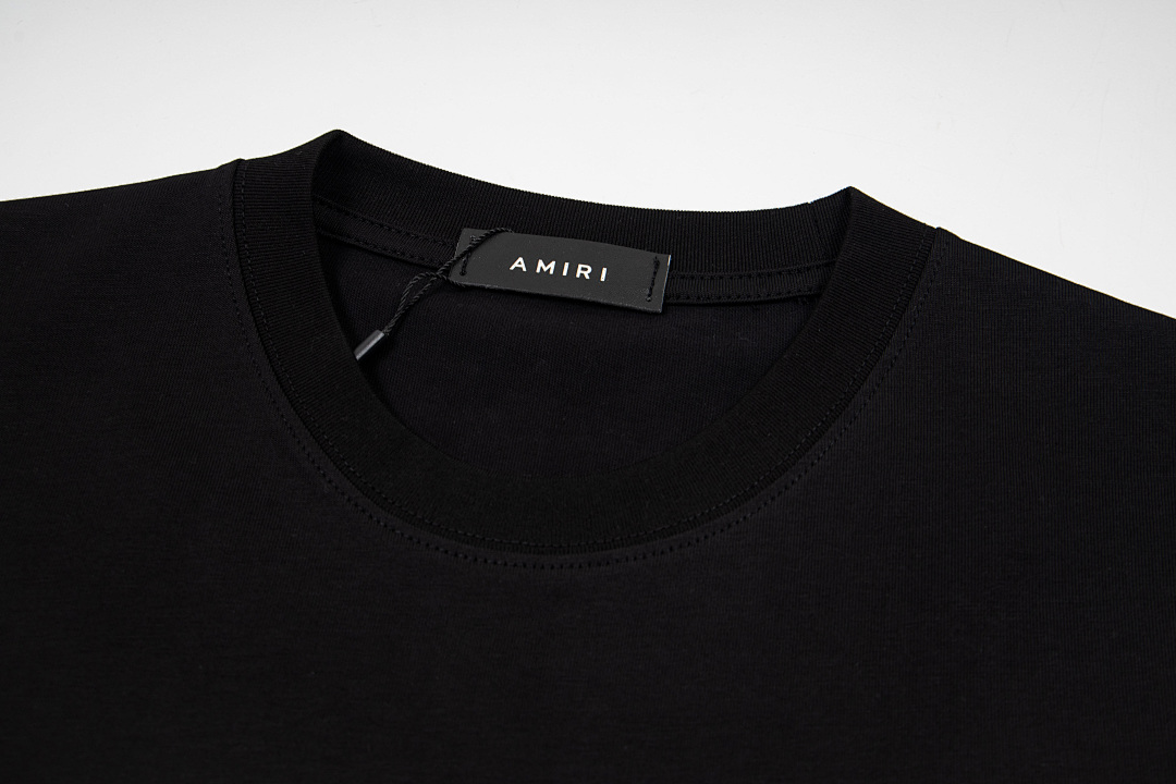 AMIRI 118 Wide Version Model Short Sleeve T Logo Print High Wind Black White S M L XL 9908# - Image 5