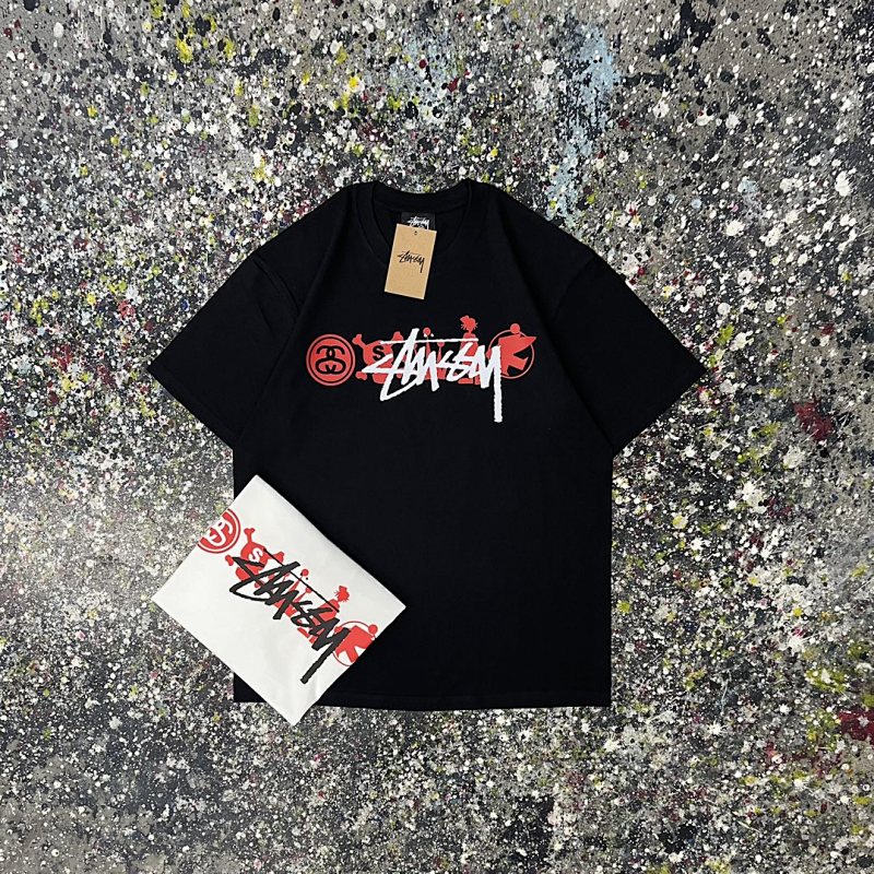 Stussy 108 Stu Short Sleeve T : Black White S Ｍ L XL XXL