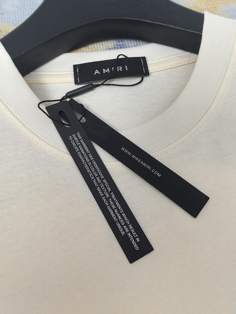 AMIRI 118 Wide Version Model Short Sleeve T Logo Print High Wind Black Apricot S M L XL 9910# - Image 35