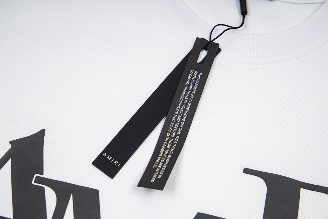 AMIRI 118 Wide Version Model Short Sleeve T Logo Print High Wind Black White Apricot S M L - Image 48