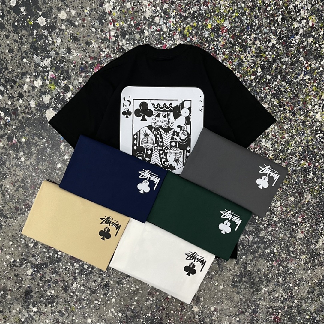 Stussy 108 Stussy Print Short Sleeve T : Black White Green Grey Apricot S M L XL