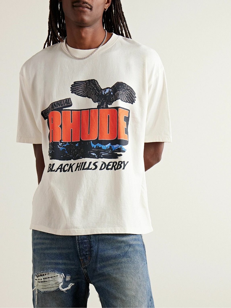 On Running ON SALE58 RHUD Black Hills Rally Logo-Print T-Shirt Mountain Classic Print Short Sleeve T : Apricot S M L - Image 4