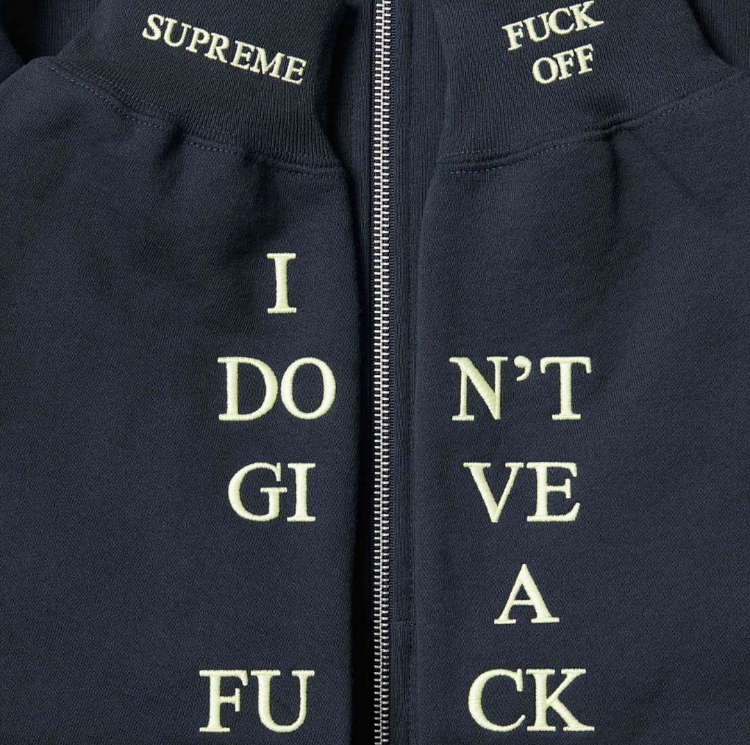 Supreme 378 FW25 IDGAF ZIP UP HOODED Embroidered (Black Grey) - Image 31