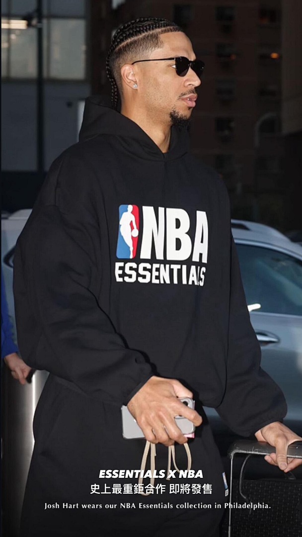 Essentials 238 Ess X Collab FW25 NBA Hoodie Logo Velvet Print Black Light Mist Grey : SM L - Image 17