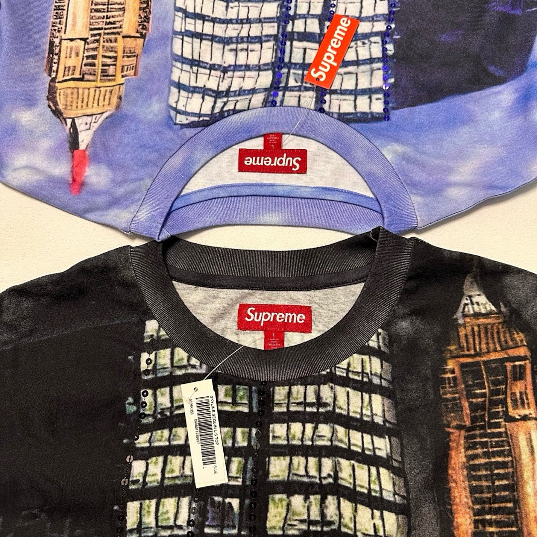 Supreme 298 SS25 SKYLINE SEQUIN L/S TOP Sky Stitching Long Sleeve Black Blue S-XL - Image 11