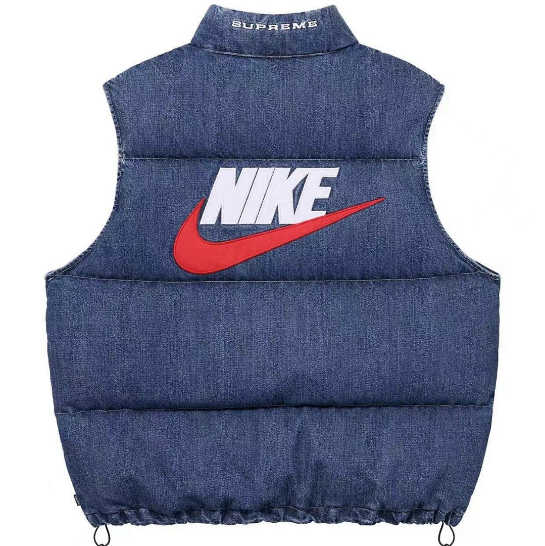 Supreme 438 SUP Collab DENIM PUFFER VEST Black Blue S M L - Image 6