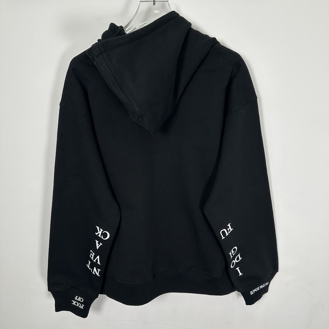 Supreme 378 FW25 IDGAF ZIP UP HOODED Embroidered (Black Grey) - Image 4