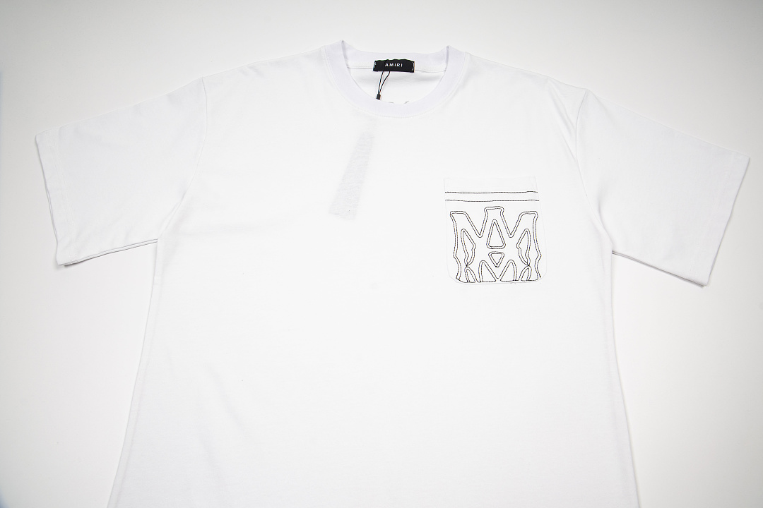 AMIRI 118 26Ss New Embroidered Short Sleeve T Black White S M L XL 9923# - Image 16