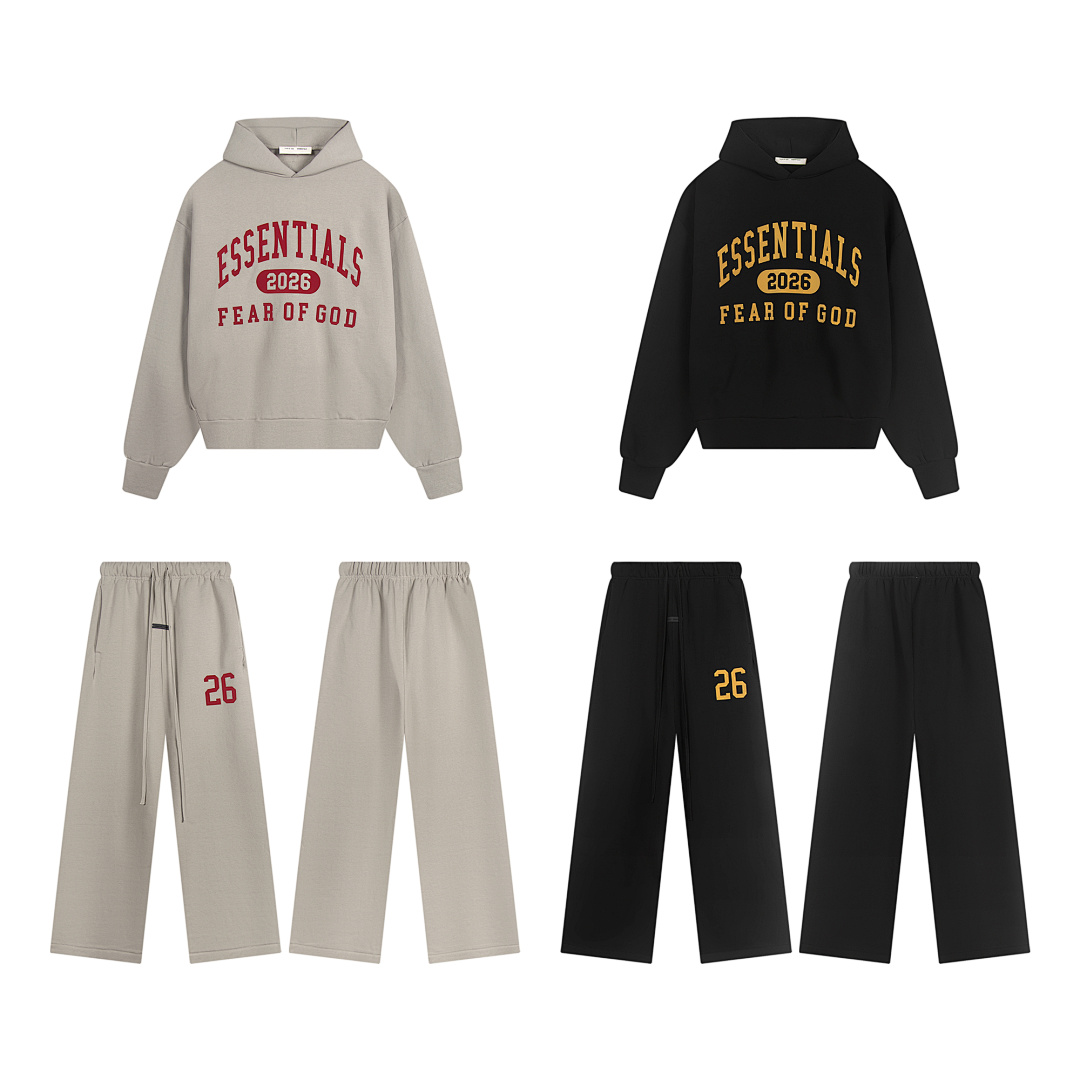 Essentials 228 FW26 Holiday 2026 CLASSIC HOODIE : Black Smoke Mist Grey :XS-XL