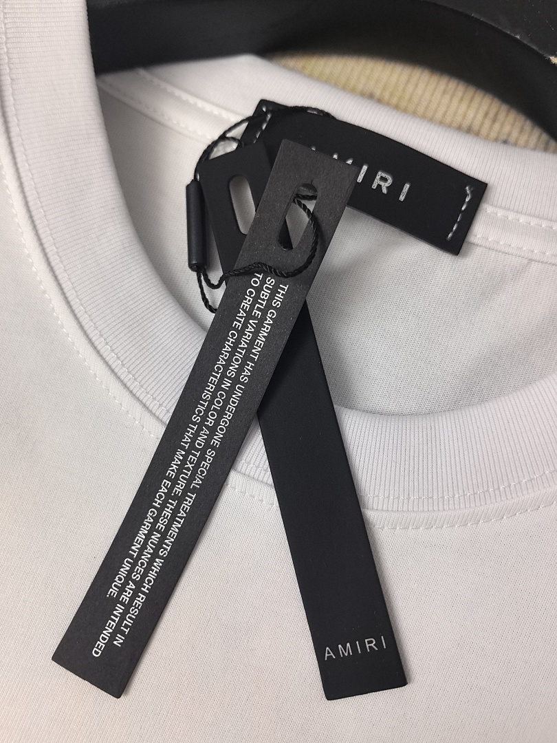 AMIRI 118 Wide Version Model Short Sleeve T Logo Color Ink Print High Wind Black White S M L XL 9901# - Image 27