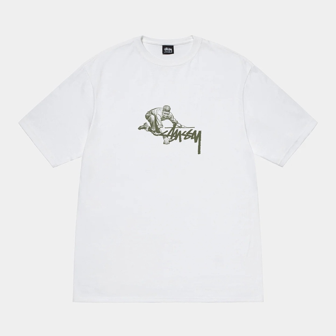 Stussy 108 Stu FW24 WORKER TEE Print Short Sleeve T Black White S M L - Image 16