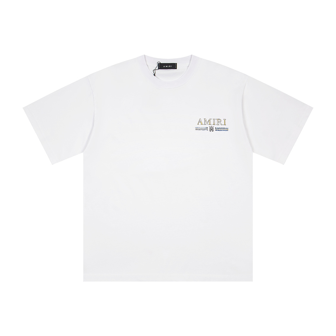 AMIRI 118 Wide Version Model Short Sleeve T Logo Print High Wind Black White S M L XL 9904# - Image 13