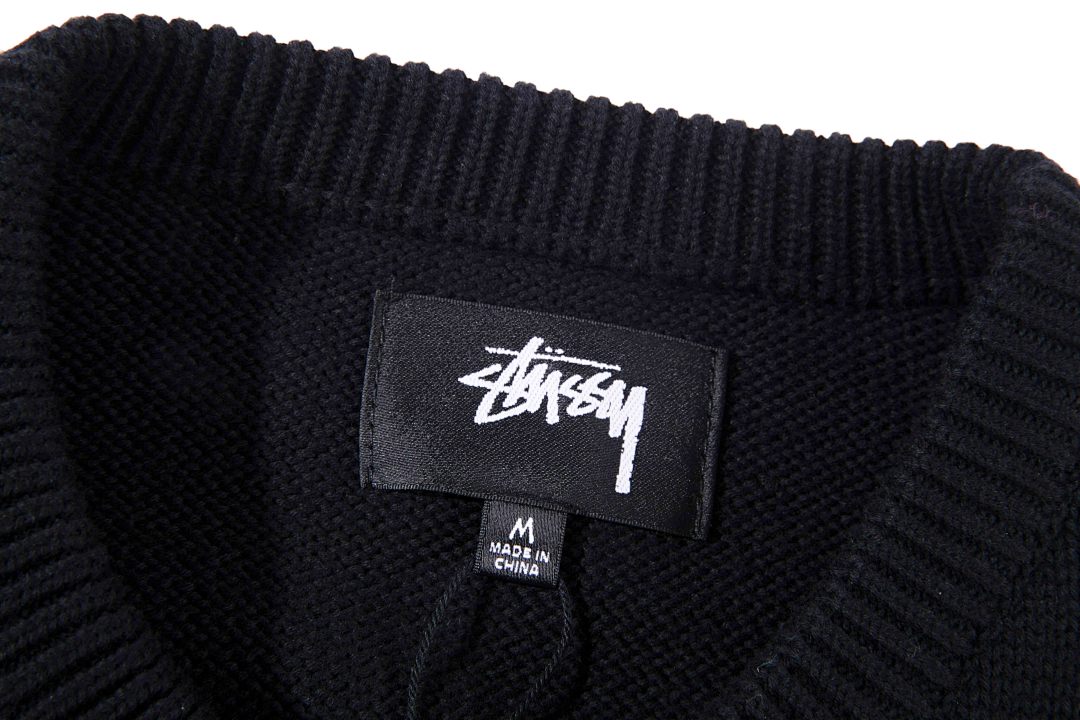 Stussy 228 Stu S Logo Knitted Sweater Ki Kiko Wind Collar Fleece : Black Off White Red Ink Green M L XL Y0796# - Image 9