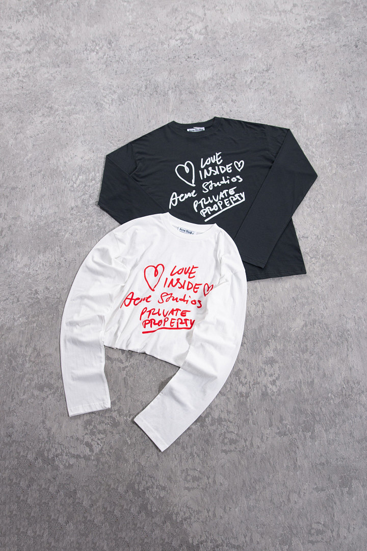 Acne Studios 158 Valentines Day Limited Long Sleeve : White Black S-XL