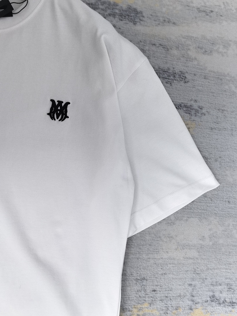 AMIRI 118 Wide Version Model Short Sleeve T Logo Embroidered High Wind Black White S M L XL 9906# - Image 30