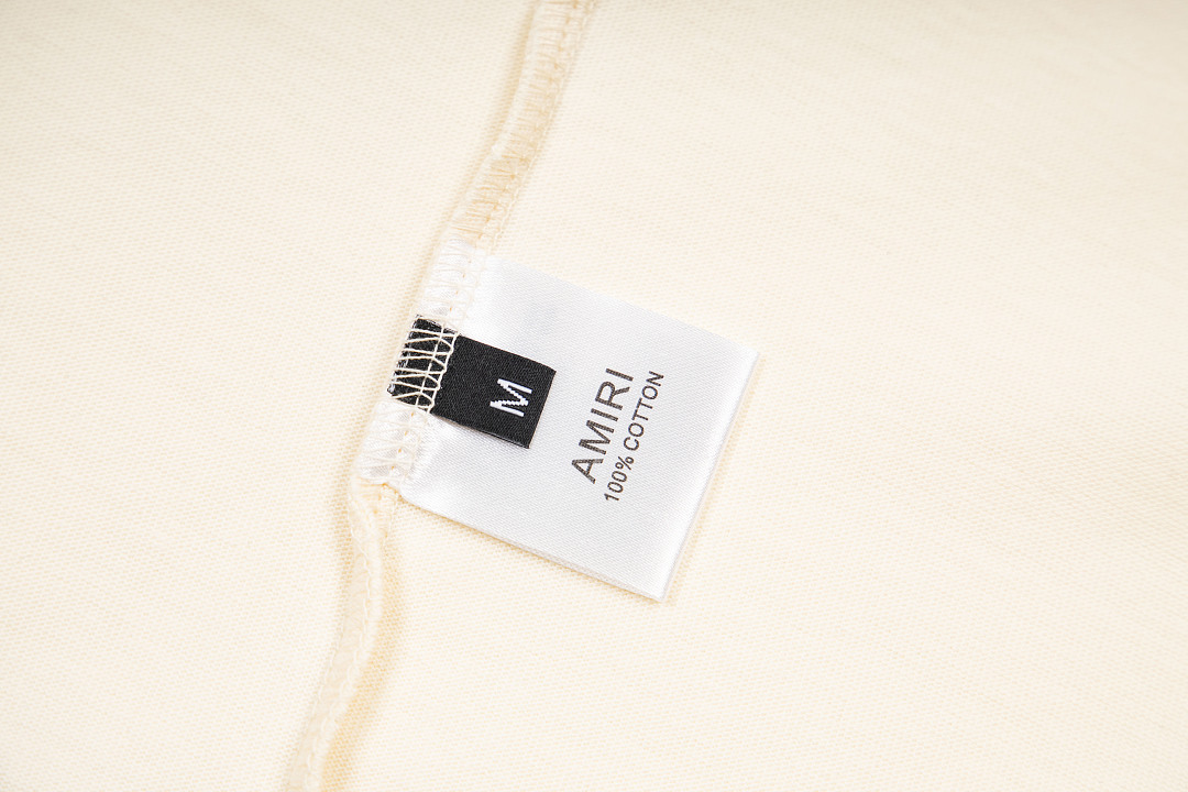 AMIRI 118 Wide Version Model Logo Embroidered Short Sleeve T Black Grey Cream Apricot S M L XL 9941# - Image 19
