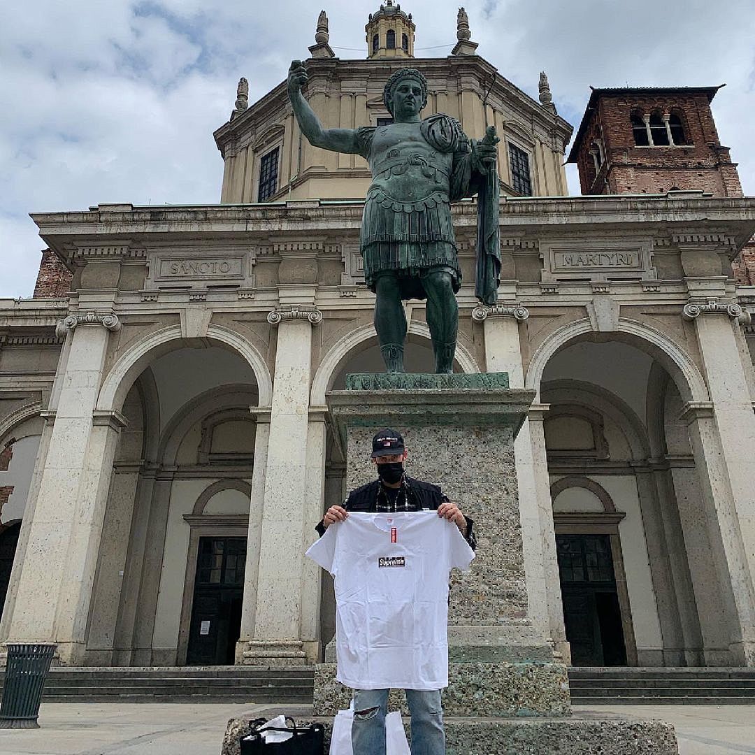 Supreme 108 Sup 21Ss Milan Box Logo Tee Cream Limited Exclusive Bogo Short Sleeve T S M L XL - Image 4