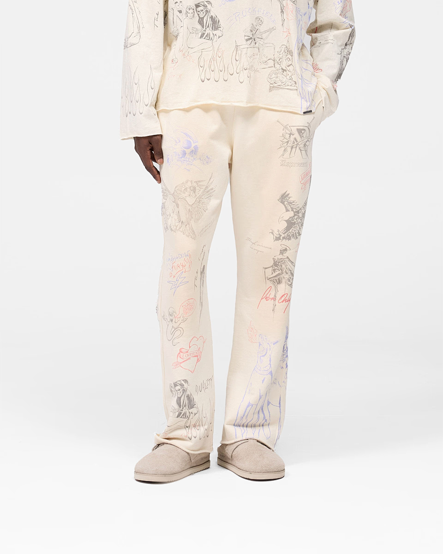 Represent 238 REPRESENT Legacy Sweatpant Print Lace : Washed Black White S M L - Image 6