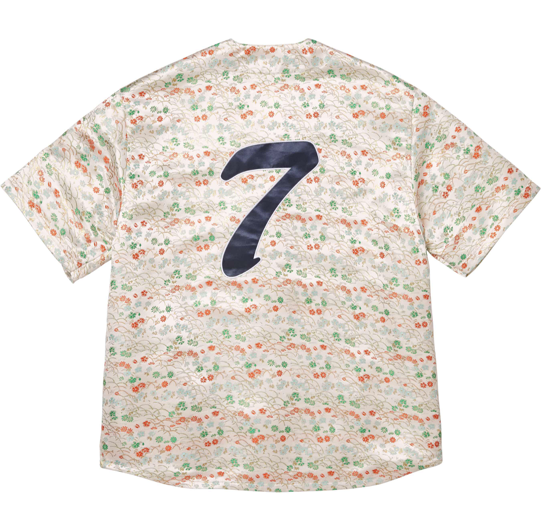 Supreme 298 SS26 KIMONO BASEBALL JERSEY Floral White Black Navy S-XL - Image 9
