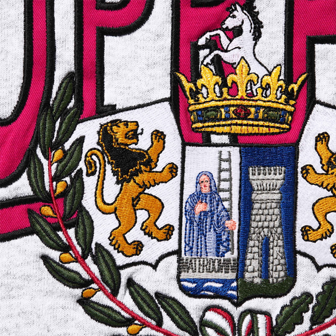 Supreme 368 CREST APPLIQUÉ HALF ZIP PULLOVER Stand Collar Black Light Grey Blue Sky S M L - Image 7