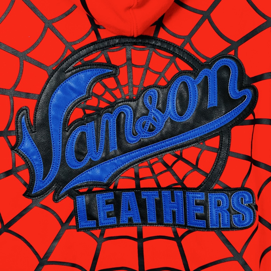 Sp5der 438 VANSON SPIDER-MAN Collab SS26 ZIP UP HOODED Thin Velvet Black Red S-XL - Image 26
