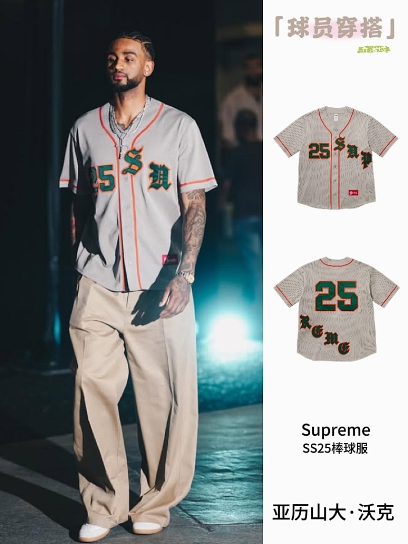 Supreme 298 25SS OLD ENGLISH BASEBALL JERSEY T (Black) - Image 27