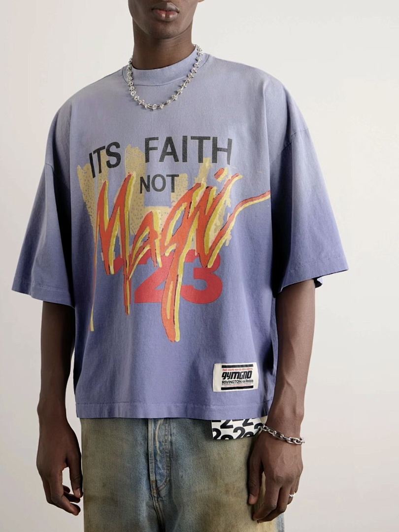 Unbranded 128 RRR 123 ITS FAITH NOT MAGIC TEE Water GYM Print Short Sleeve T Purple Blue Apricot 1 2 3 8004# - Image 41