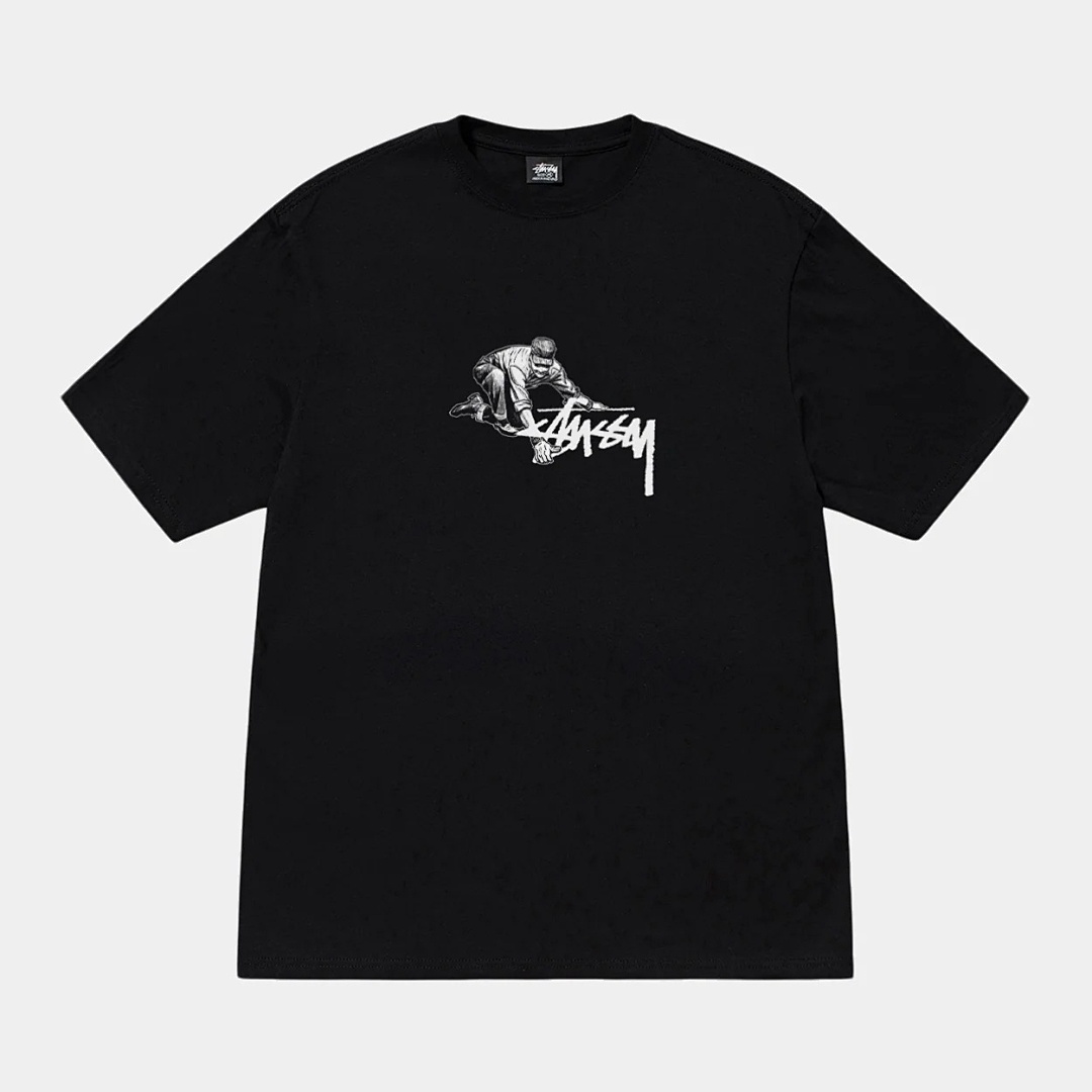 Stussy 108 Stu FW24 WORKER TEE Print Short Sleeve T Black White S M L - Image 15