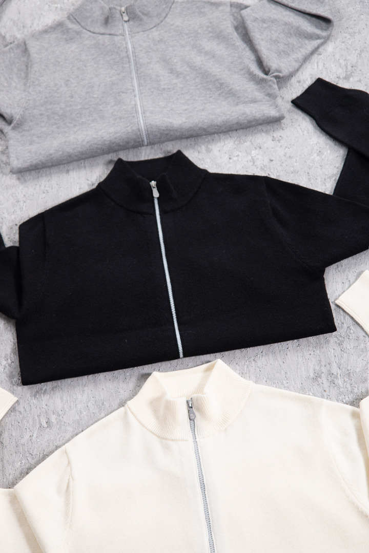 Unbranded 298 Solid High Collar Fleece : White Black Grey S-XL - Image 6