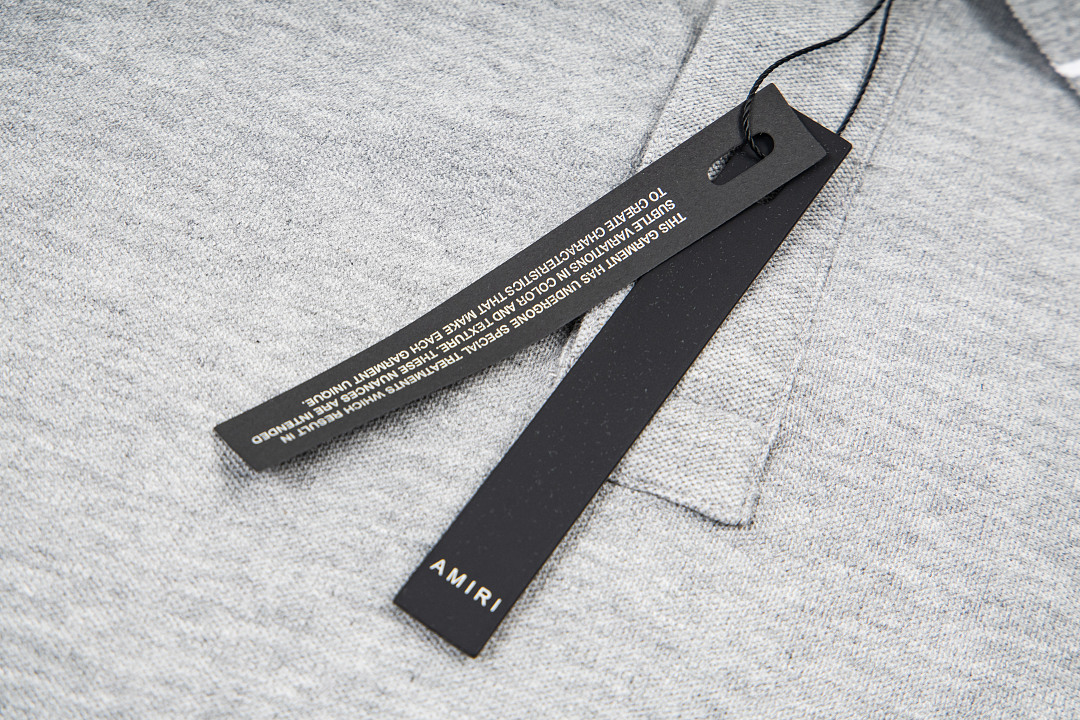 AMIRI 128 26Ss New Logo Embroidered Collar Buckle Polo Short Sleeve T Black White Grey S M L XL 9936# - Image 35