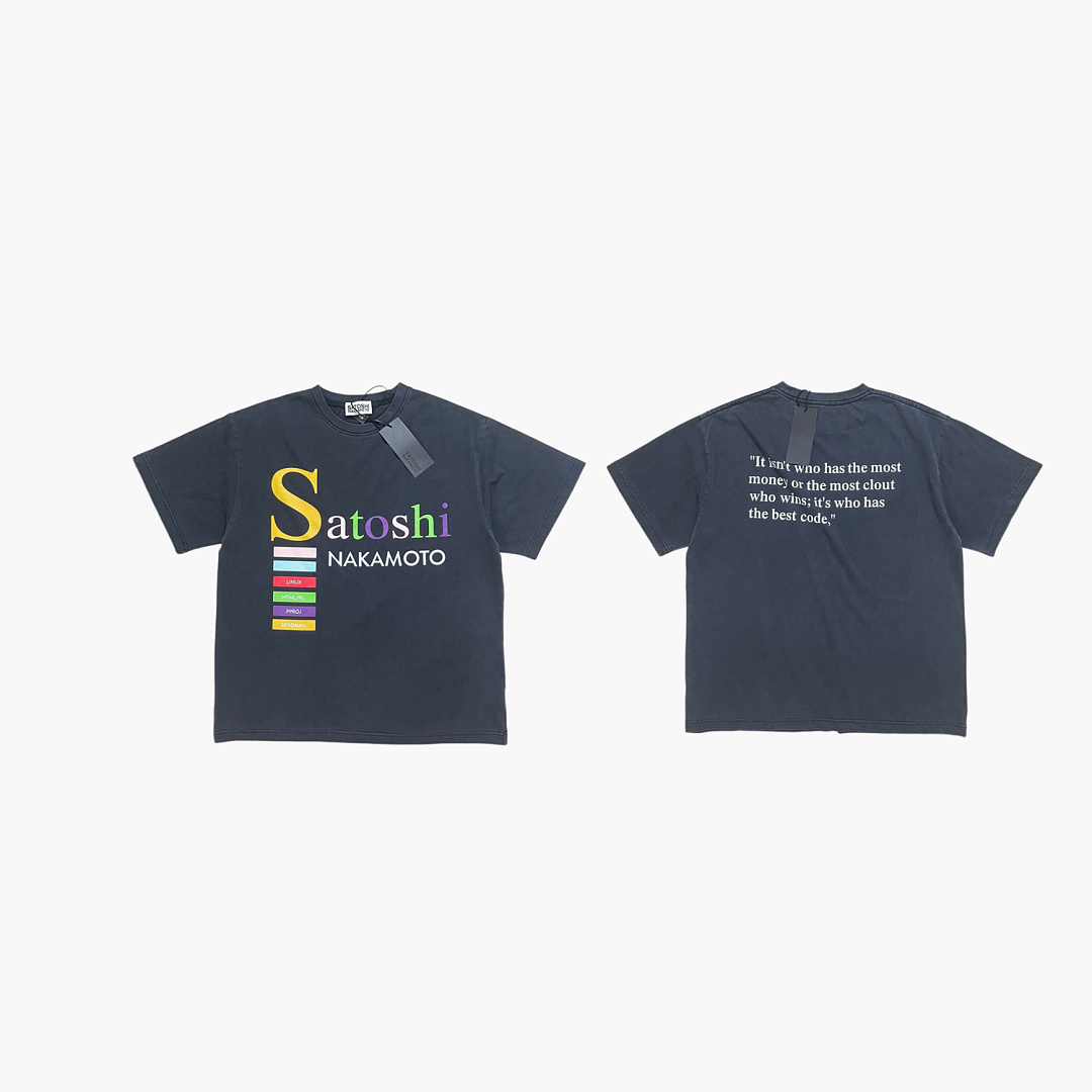 Unbranded 128 Satoshi Nakamoto Washed Short Sleeve T : Black S M L - Image 3