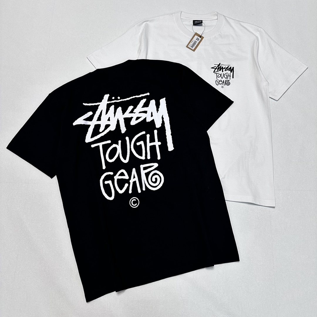 Stussy 108 STUSSY SS24 TOUGH GEAR TEE Print Short Sleeve Black White S-XL - Image 7