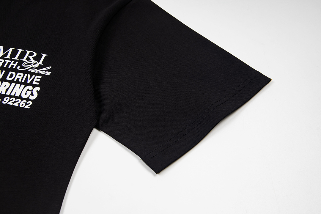 AMIRI 118 Wide Version Model Short Sleeve T Logo Print High Wind Black White S M L XL 9908# - Image 8