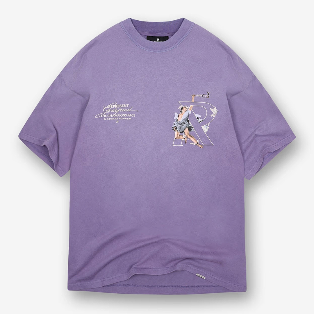 Represent ON SALE58 Represent Hermes T-Shirt And Sky Print Short Sleeve T : Black White Purple S M L - Image 4