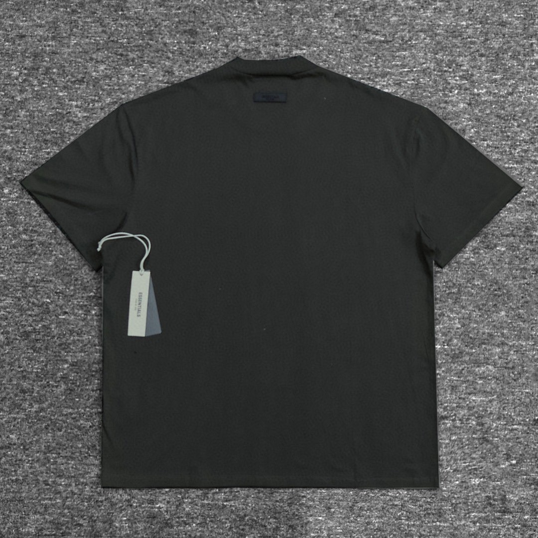 Essentials 118 Ess Double Velvet Solid Cotton Short Sleeve T Coffee Grey Black White Smoke Red XS-XL - Image 7