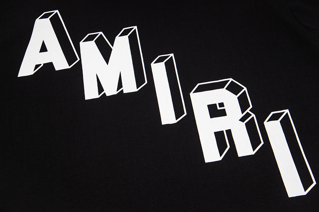 AMIRI 118 Wide Version Model Short Sleeve T Logo Print High Wind Black White S M L XL 9915# - Image 9