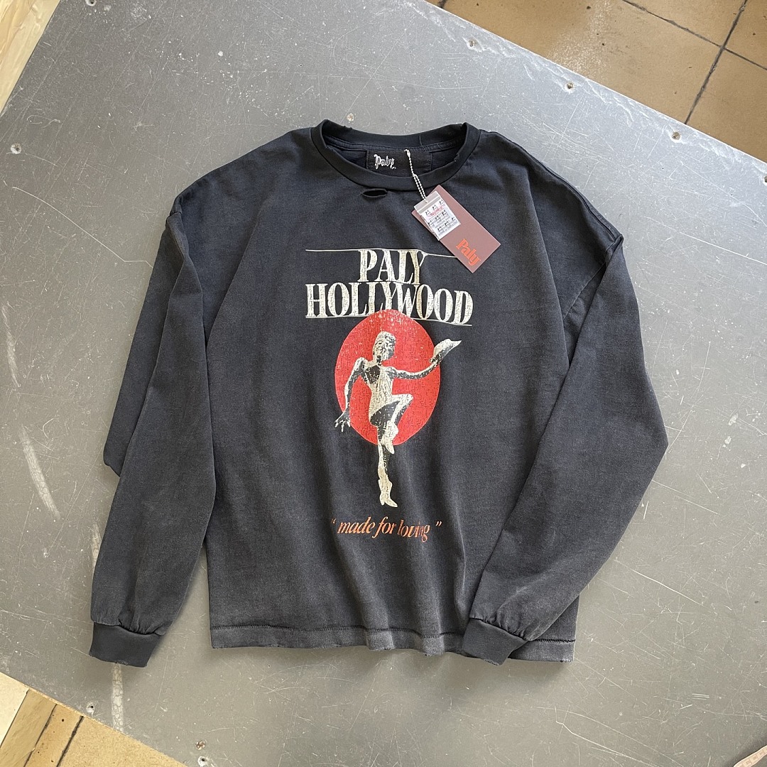 Unbranded 138 Paly Hollywood Long Sleeve T Washed Black S M L - Image 5