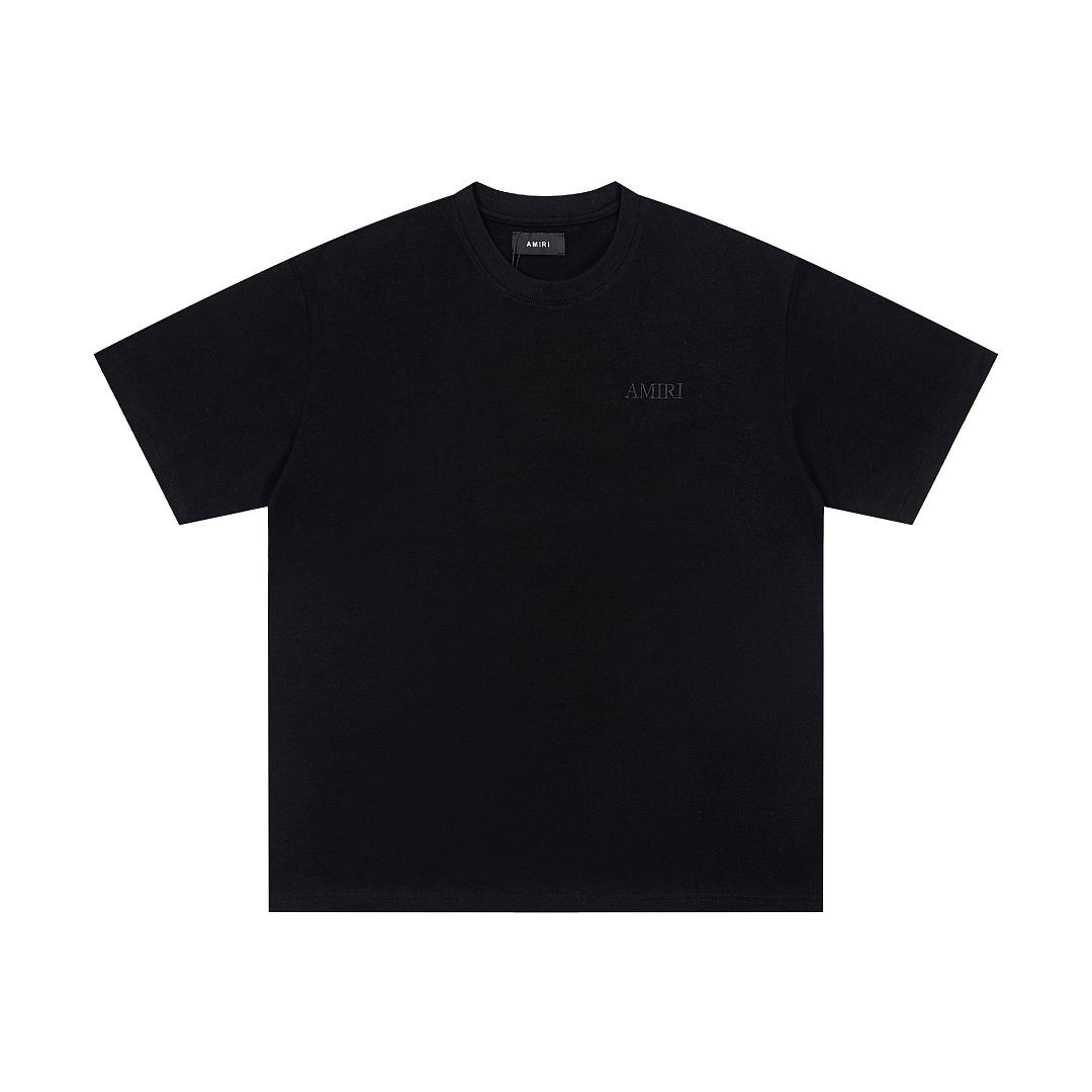 AMIRI 118 Wide Version Model Logo Embroidered Short Sleeve T Black Grey Cream Apricot S M L XL 9941# - Image 3