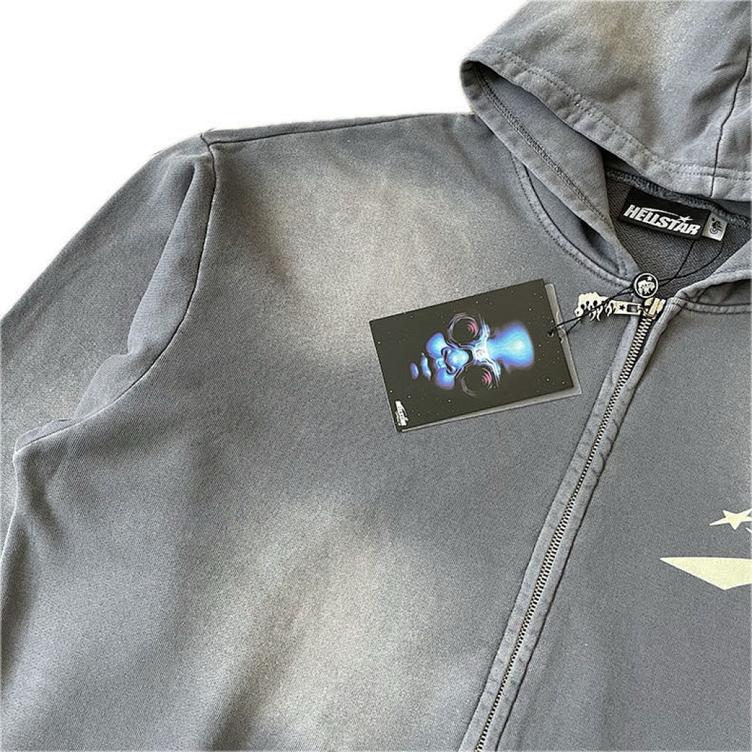 Hellstar 268 Hellstar Studios Sports Zip Up Hoodie Big Logo Water Solid Cotton Grey S-M-L-XL - Image 6