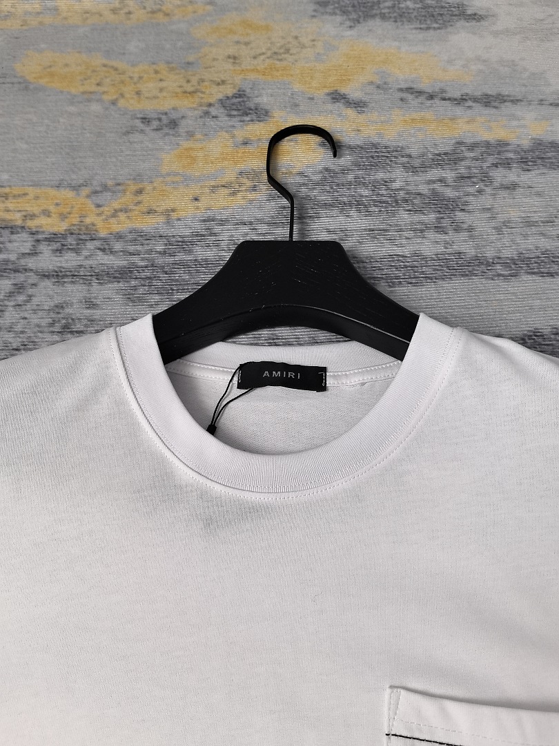 AMIRI 118 26Ss New Embroidered Short Sleeve T Black White S M L XL 9923# - Image 28